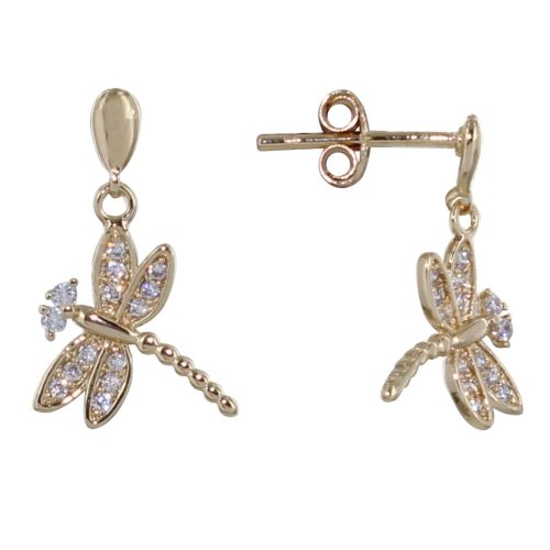 Boucles d'Oreilles Plaqué Libellule et Strass - LES POULETTES BIJOUX - Modalova