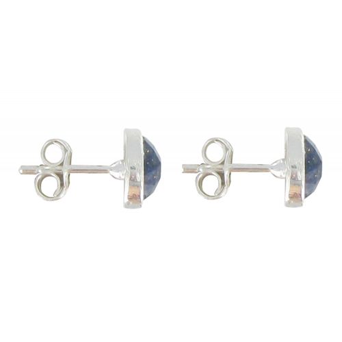 Boucles d'Oreilles Argent Puces Demi-Sphère de Lapis Lazuli - LES POULETTES BIJOUX - Modalova