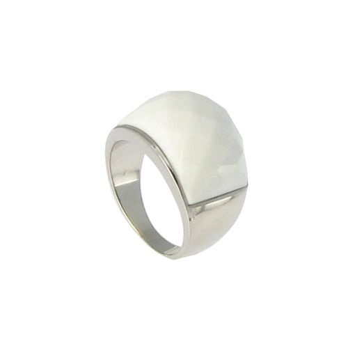 Bague Dôme Argent Milky White - taille 58 - LES POULETTES BIJOUX - Modalova