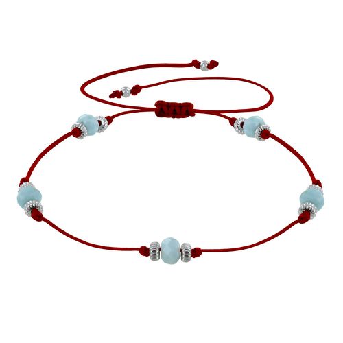 Bracelet Lien Cinq Perles Facettées de Larimar - Rouge - LES POULETTES BIJOUX - Modalova