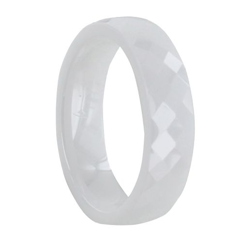 Bague Anneau Large Céramique Blanche Facettée - 6mm - taille - LES POULETTES BIJOUX - Modalova