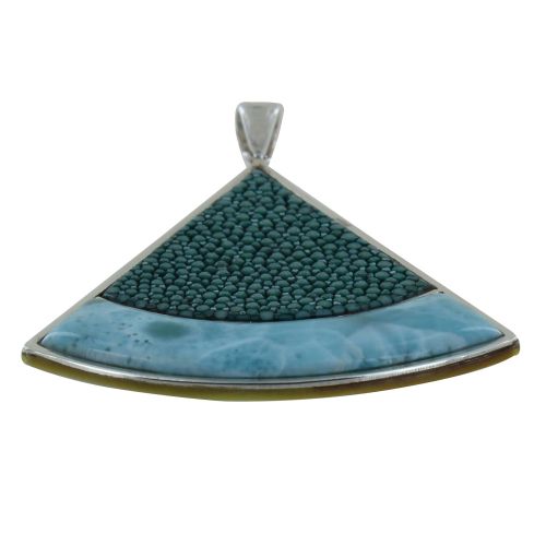 Pendentif Argent Triangle en Corne Cuir et Larimar - LES POULETTES BIJOUX - Modalova