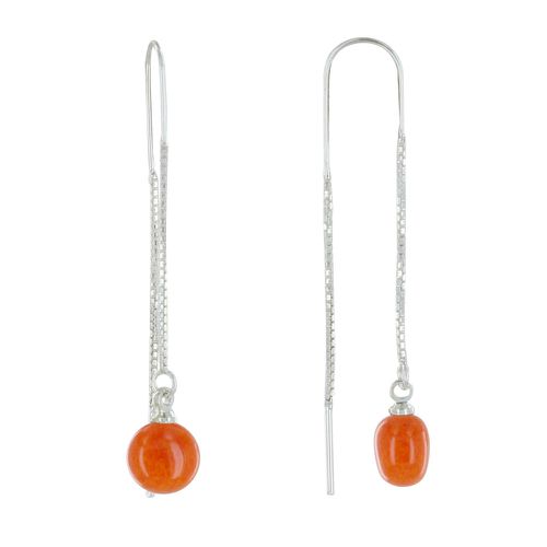 Boucles d'Oreilles Chainette Argent et Perle Céramique - Orange - LES POULETTES BIJOUX - Modalova