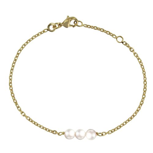 Bracelet Plaqué Trois Perles Blanches - LES POULETTES BIJOUX - Modalova