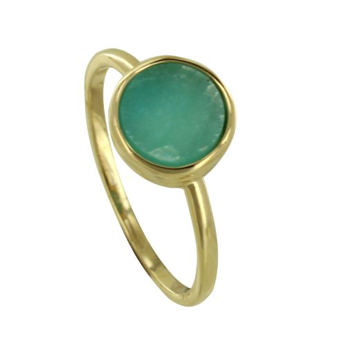 Bague Plaqué Or et Amazonite Ronde - taille 54 - LES POULETTES BIJOUX - Modalova