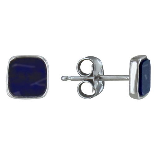 Boucles d'Oreilles Clous Argent 925 Petit Carré de Sodalite - LES POULETTES BIJOUX - Modalova