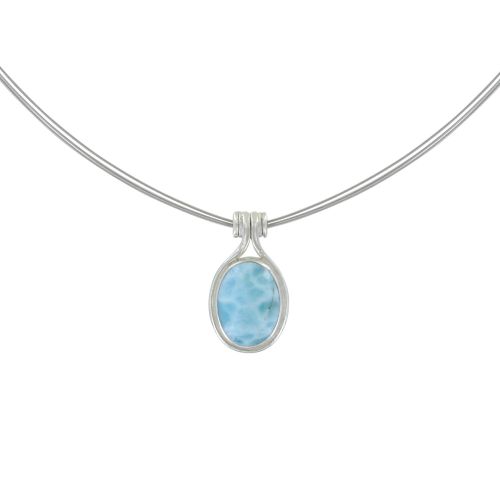 Collier Câbles Argent 925 Oval de Larimar - LES POULETTES BIJOUX - Modalova