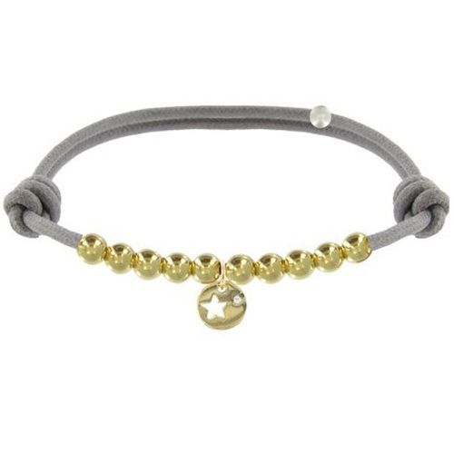 Bracelet Lien Médaille Etoile et Perles Plaquées - Classics - Gris - LES POULETTES BIJOUX - Modalova