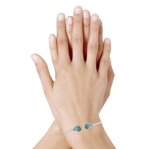 Bracelet Argent Jonc Deux Gouttes de Larimar - LES POULETTES BIJOUX - Modalova