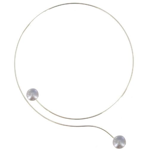 Collier Ras de Cou Argent 2 Perles de Culture 11 mm - Classics - Gris clair - LES POULETTES BIJOUX - Modalova
