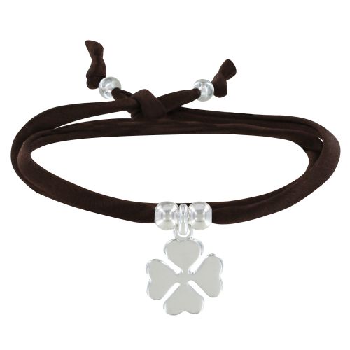 Bracelet Double Tour Lien Satin et Trèfle Argent 925 - LES POULETTES BIJOUX - Modalova
