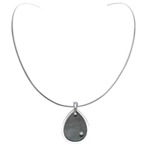 Pendentif Argent Nacre et Zirconium - LES POULETTES BIJOUX - Modalova