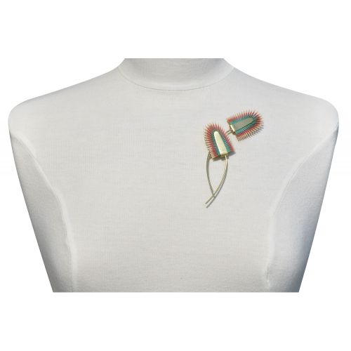 Broche Laiton Deux Tiges et Areca en Cuir - LES POULETTES BIJOUX - Modalova