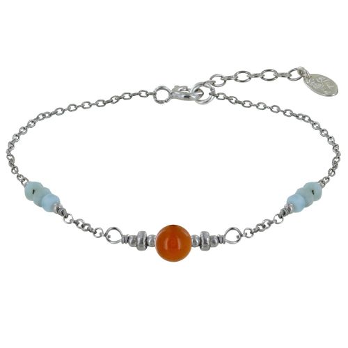 Bracelet Argent Une Perle de Cornaline Six Petites Perles de - LES POULETTES BIJOUX - Modalova