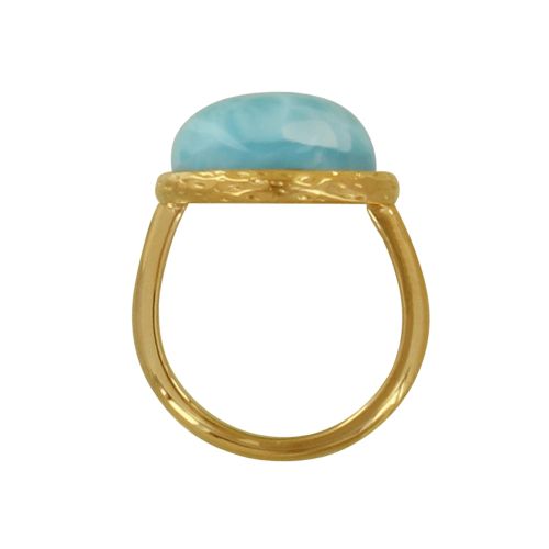 Bague Plaqué Or Grosse Demi Perle de Larimar - taille 52 - LES POULETTES BIJOUX - Modalova