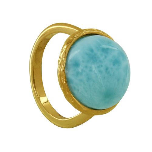 Bague Plaqué Or Grosse Demi Perle de Larimar - taille 52 - LES POULETTES BIJOUX - Modalova