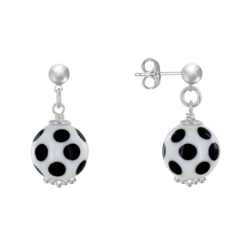 Boucles d'Oreilles Clous Métal Argenté Perles en Céramique à - LES POULETTES BIJOUX - Modalova