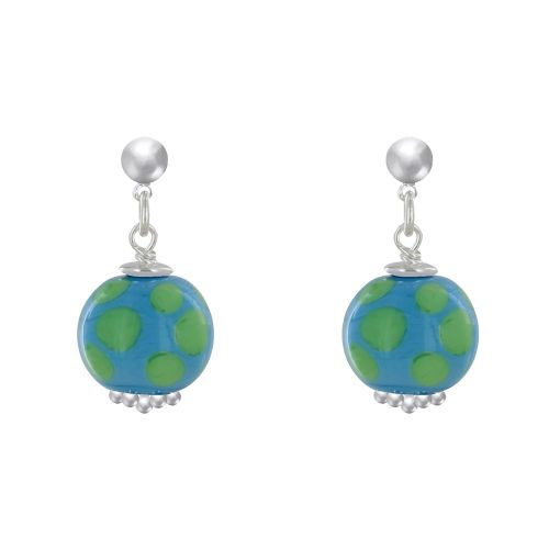 Boucles d'Oreilles Clous Métal Argenté Perles en Céramique à - LES POULETTES BIJOUX - Modalova