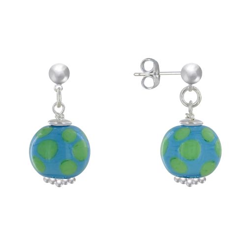 Boucles d'Oreilles Clous Métal Argenté Perles en Céramique à - LES POULETTES BIJOUX - Modalova