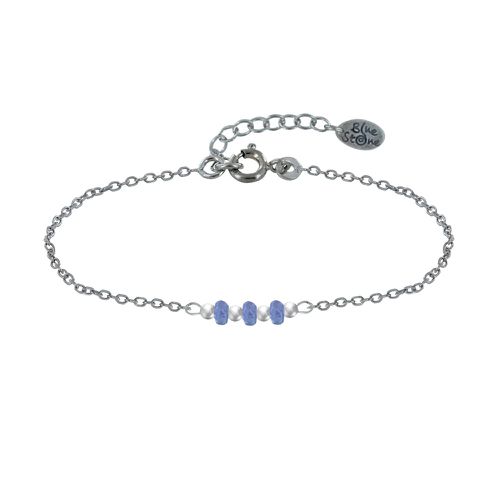 Bracelet Chaine Argent Rhodié Trois Perles de Tanzanite Facettées - LES POULETTES BIJOUX - Modalova