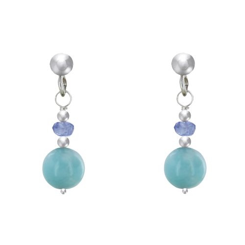 Boucles d'Oreilles Argent Tanzanite Facettée et Perle de Lari - LES POULETTES BIJOUX - Modalova