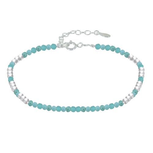 Bracelet Perles Argent et Perles d'Amazonite Facetté M2 - LES POULETTES BIJOUX - Modalova