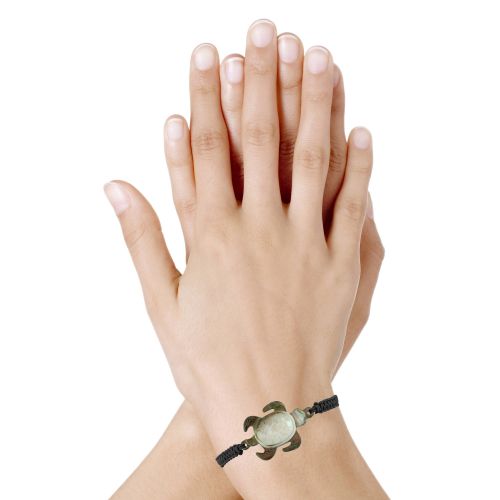 Bracelet Tortue Nacre Grise Lien Tréssé - LES POULETTES BIJOUX - Modalova