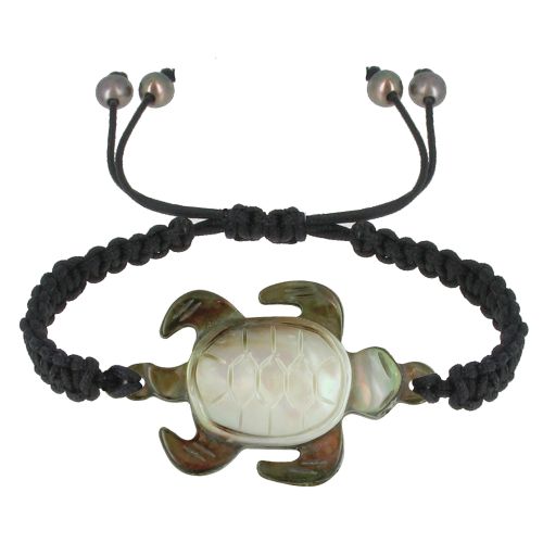 Bracelet Tortue Nacre Grise Lien Tréssé - LES POULETTES BIJOUX - Modalova