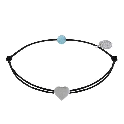 Bracelet Lien Mon Petit Coeur Argent et Perle de Larimar - LES POULETTES BIJOUX - Modalova