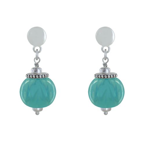 Boucles d'Oreilles Clous Métal Argenté et Grosses Perles en C - LES POULETTES BIJOUX - Modalova