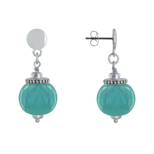 Boucles d'Oreilles Clous Métal Argenté et Grosses Perles en C - LES POULETTES BIJOUX - Modalova