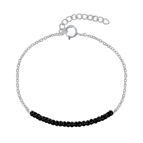 Bracelet Argent Chaine et Perles Facettées de Spinelle - LES POULETTES BIJOUX - Modalova