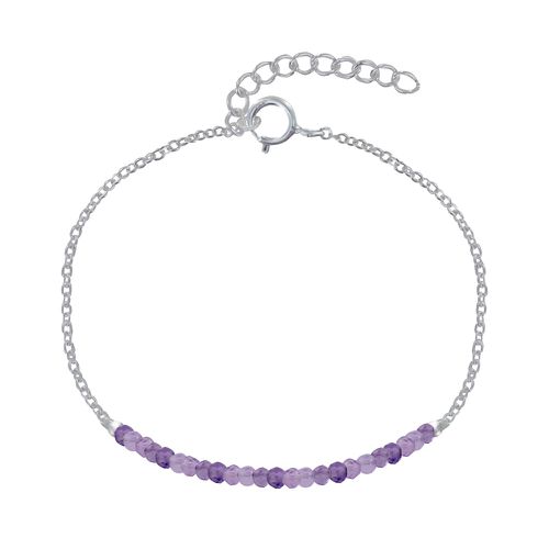 Bracelet Argent Chaine et Perles Facettées d'Améthyste - LES POULETTES BIJOUX - Modalova
