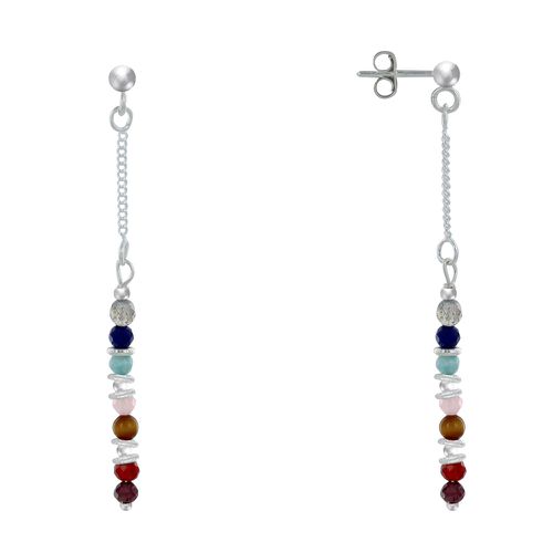 Boucles d'Oreilles Argent Chainette 7 Chakras - LES POULETTES BIJOUX - Modalova