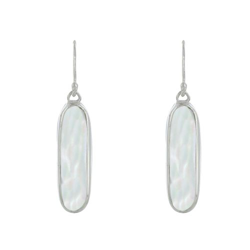 Boucles d'Oreilles Argent 925 Rectangle Ovale de Nacre - LES POULETTES BIJOUX - Modalova