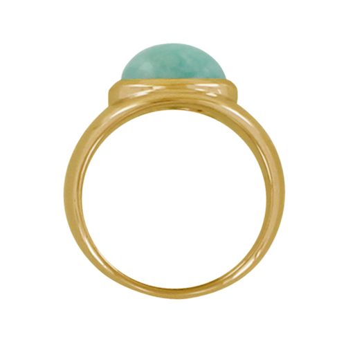 Bague Plaqué Or Large Demi Perle d'Amazonite - taille 52 - LES POULETTES BIJOUX - Modalova