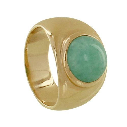 Bague Plaqué Or Large Demi Perle d'Amazonite - taille 52 - LES POULETTES BIJOUX - Modalova