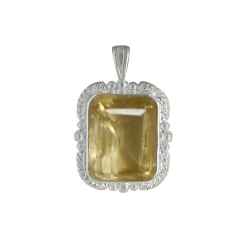 Pendentif Argent Rectangle de Citrine - LES POULETTES BIJOUX - Modalova