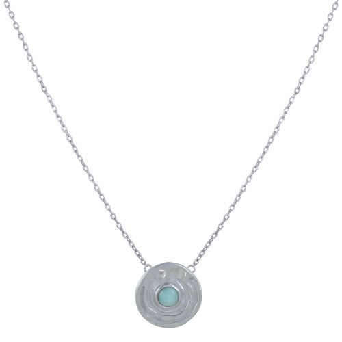 Collier Chaine Argent Médaille Ronde et Demi Perle de Larimar - LES POULETTES BIJOUX - Modalova