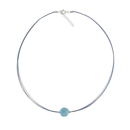 Collier Argent 4 Câbles et sa Perle de Larimar 10mm - LES POULETTES BIJOUX - Modalova