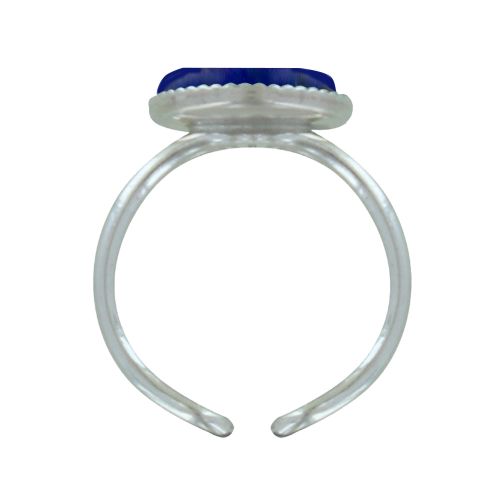 Bague Argent 925 Rond Dentelé de Lapis Lazuli - taille 52 - LES POULETTES BIJOUX - Modalova