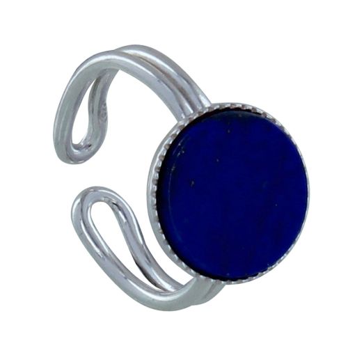 Bague Argent 925 Rond Dentelé de Lapis Lazuli - LES POULETTES BIJOUX - Modalova