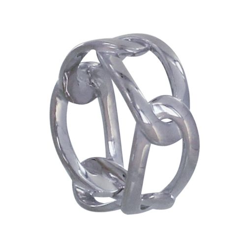 Bague 925 Rhodié Maillons Ovales Entrelacés - taille 60 - LES POULETTES BIJOUX - Modalova