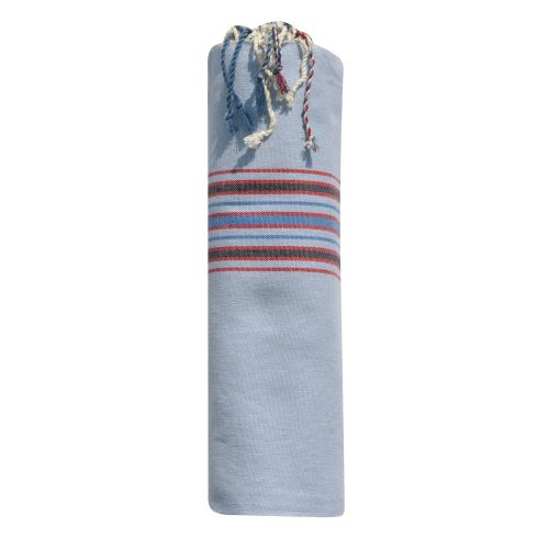 Fouta Drap Plage et Hammam Coton Madras Ciel 100 x 200cm - LES POULETTES BIJOUX - Modalova