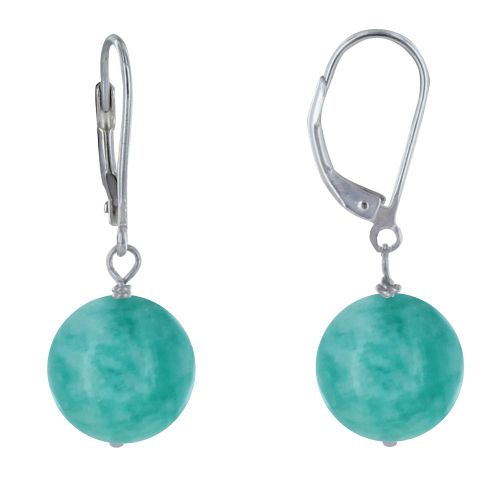 Boucles d'Oreilles Dormeuse Argent 925 et Perle d'Amazonite - LES POULETTES BIJOUX - Modalova