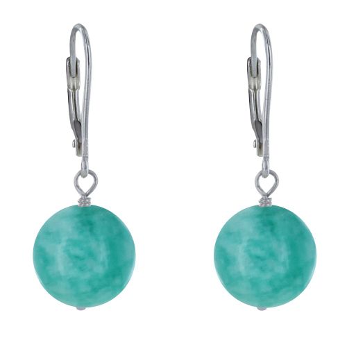Boucles d'Oreilles Dormeuse Argent 925 et Perle d'Amazonite - LES POULETTES BIJOUX - Modalova