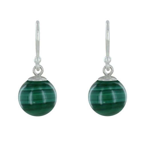 Boucles d'Oreilles Argent 925 Billes de Malachite - LES POULETTES BIJOUX - Modalova