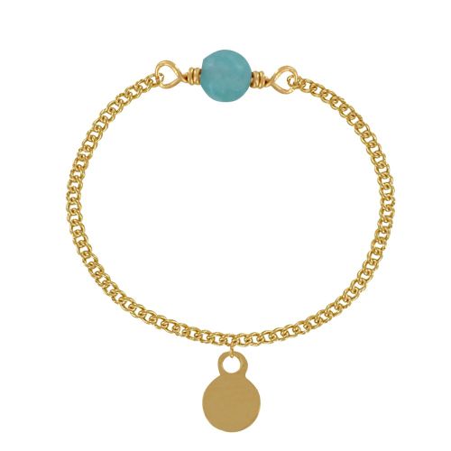 Bague Chaine Plaqué Or Perle Facettée d'Amazonite - LES POULETTES BIJOUX - Modalova