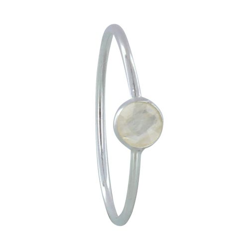 Bague Argent Petit Rond Facetté de Pierre de Lune - taille 52 - LES POULETTES BIJOUX - Modalova