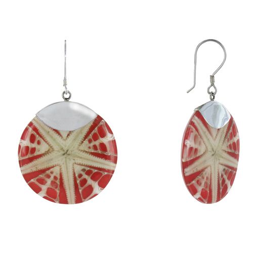 Boucles d'Oreilles Argent Disque Etoile de Mer - Rouge - LES POULETTES BIJOUX - Modalova